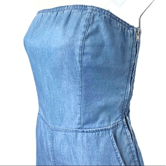 TIMING Chambray Strapless Tie Back Romper Sz M GUC - Picture 3 of 8